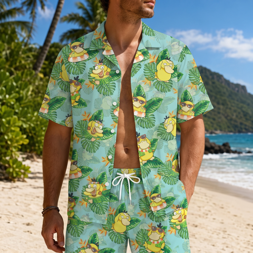 PKM Psyduck Hawaiian Shirt & Shorts