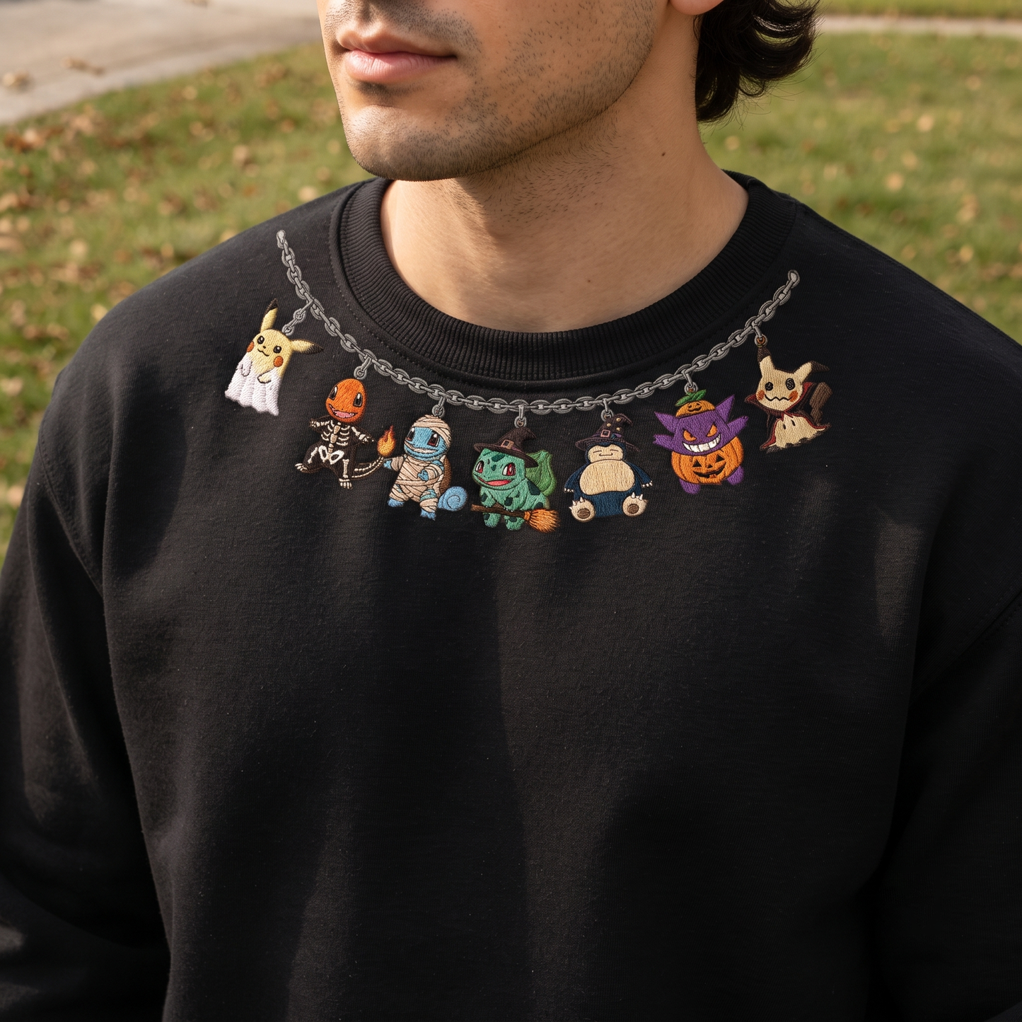 Custom PKM Halloween Character Embroidered Trick Or Treat SweatShirt