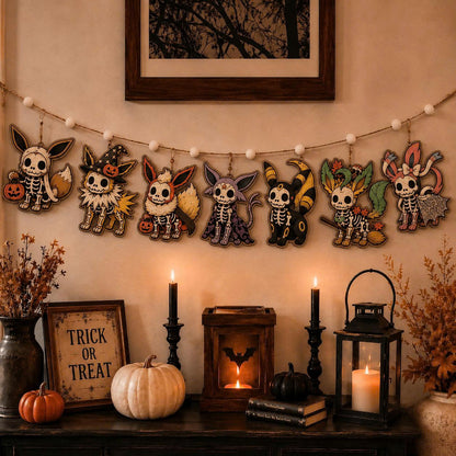 Halloween Personalized PKM Skeleton Wooden Garland