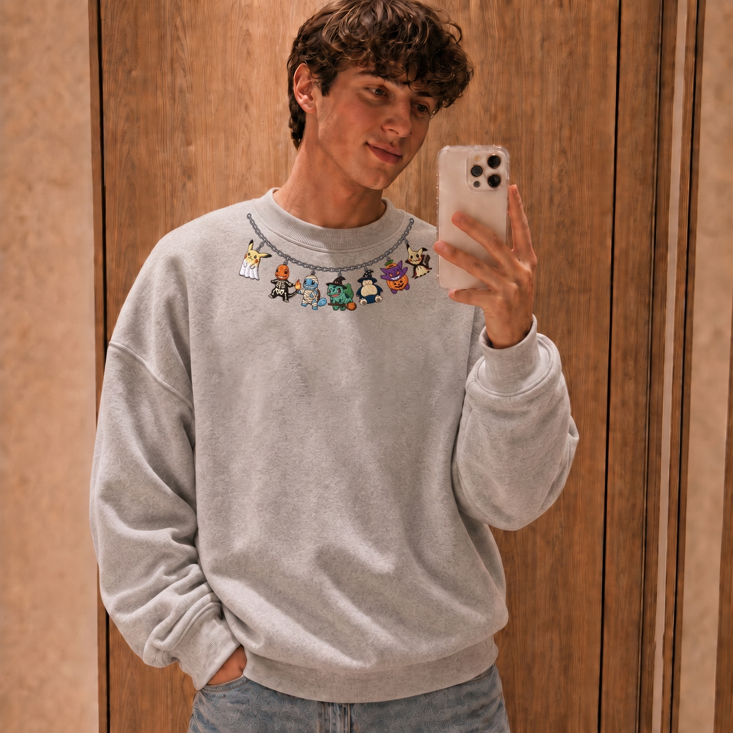 Custom PKM Halloween Character Embroidered Trick Or Treat SweatShirt