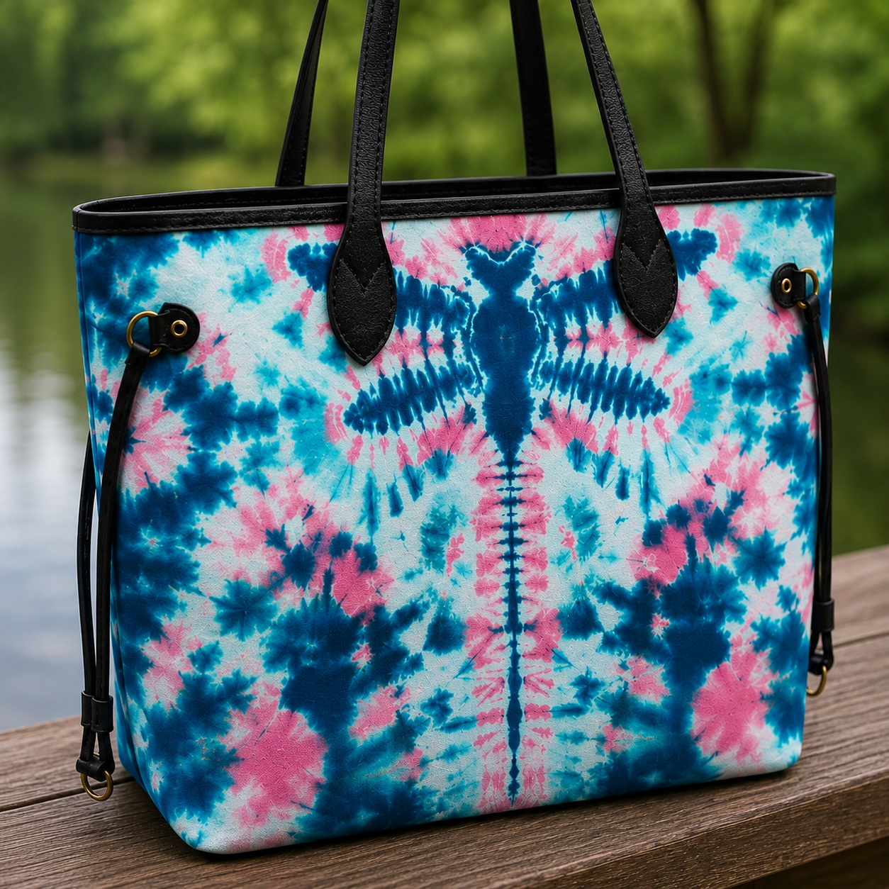 Vibrant Dragonfly Colorful Tie-Dye Spiral Women's Large PU Bag