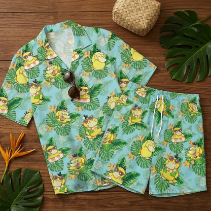 PKM Psyduck Hawaiian Shirt & Shorts