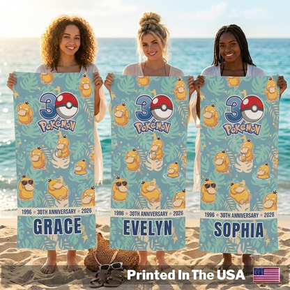 Personalized Spyduck Custom Your Name 30th Anniversary Beach Towel