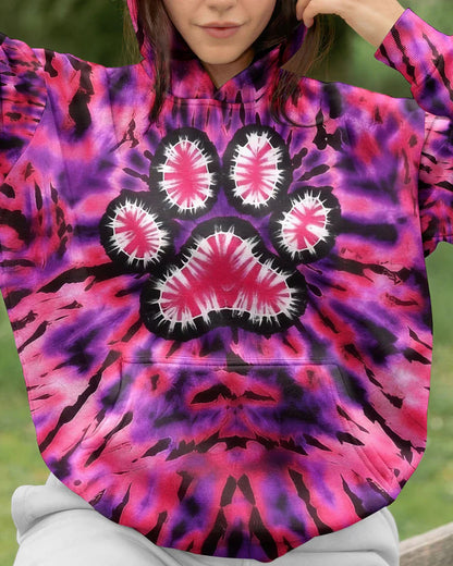 Pink Paw Galaxy Tie Dye Printed Hoodie Sweatshirt T-Shirt