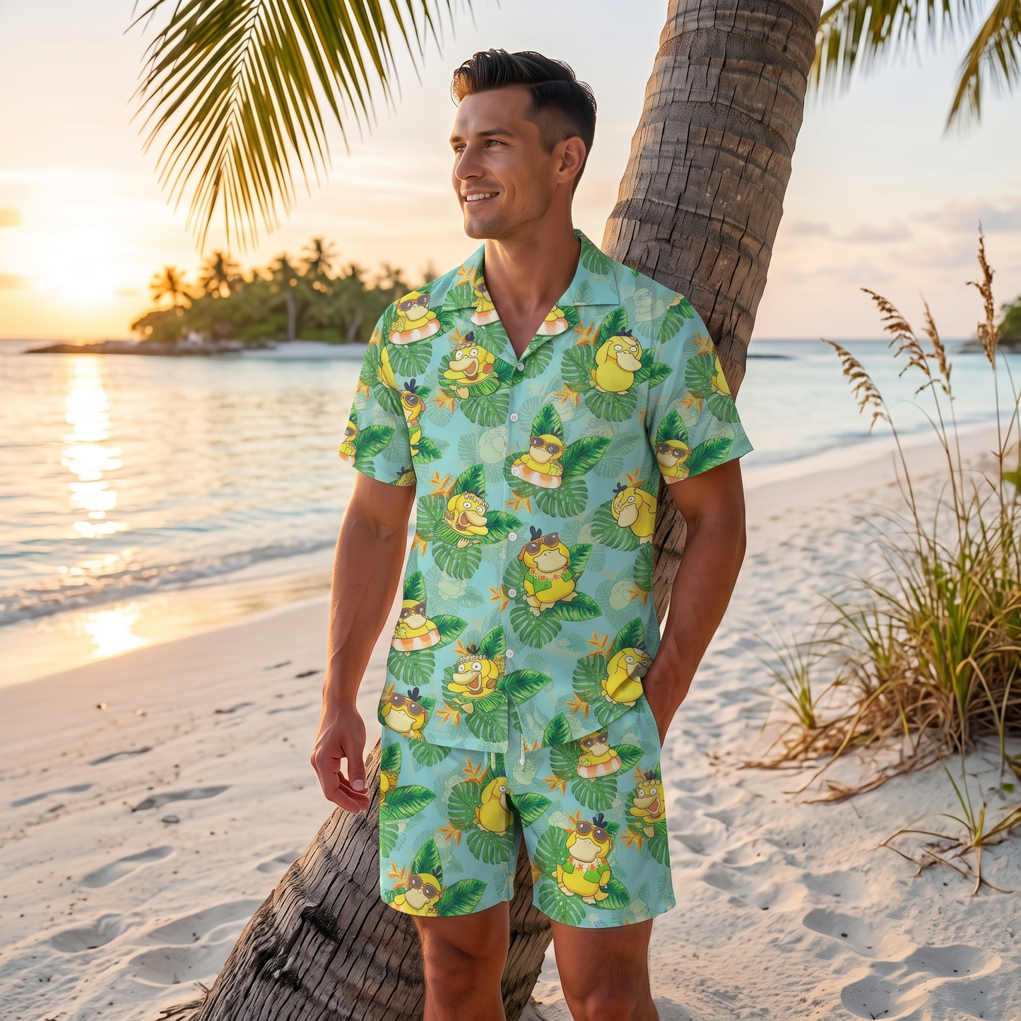 PKM Psyduck Hawaiian Shirt & Shorts