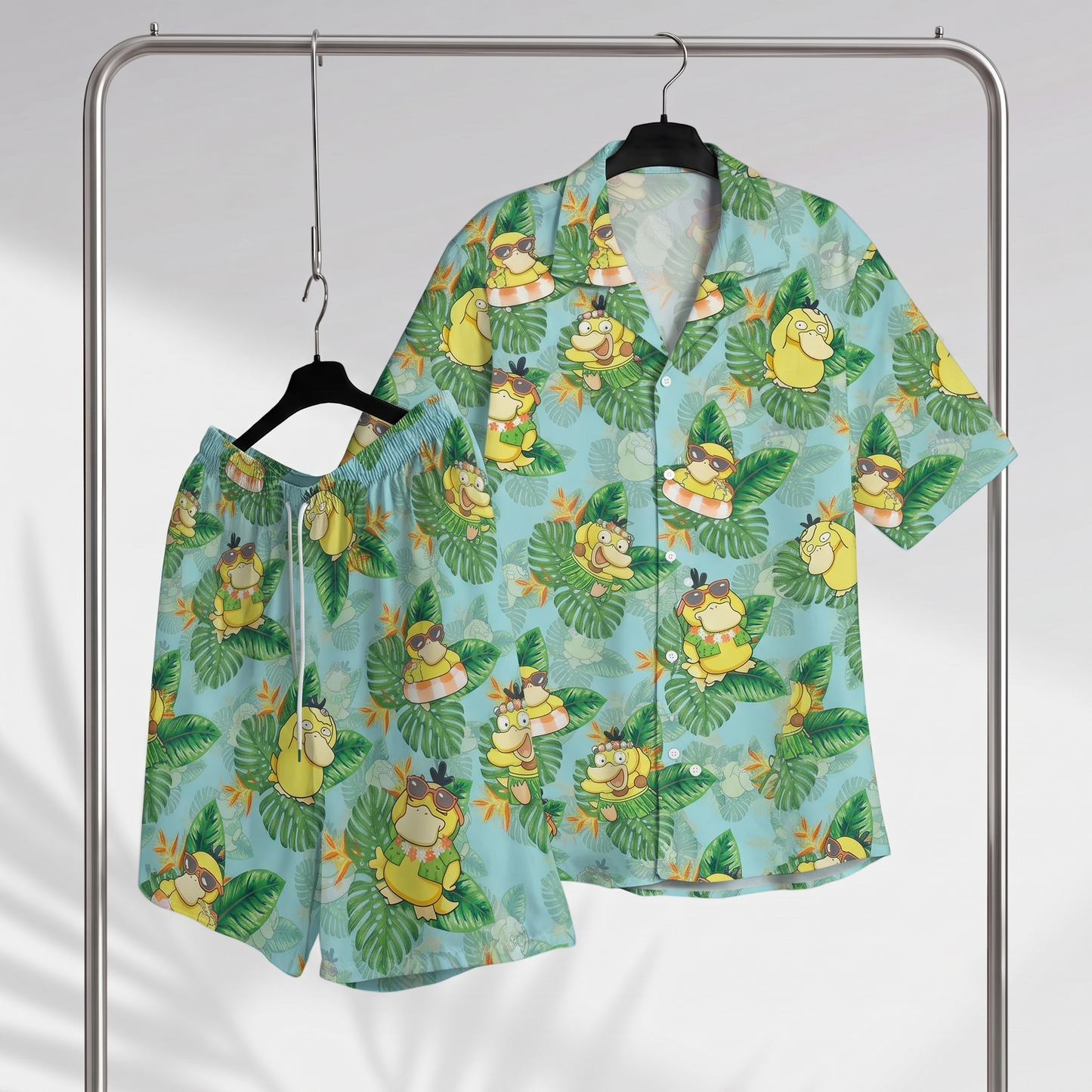 PKM Psyduck Hawaiian Shirt & Shorts