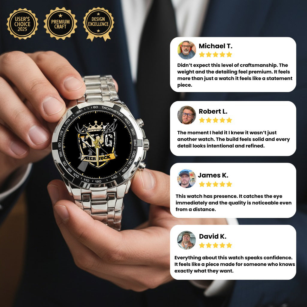 King & Queen Couple Watch Set – “Her Buck & His Doe” Matching Crown Watches – Romantic Gift for Couples
