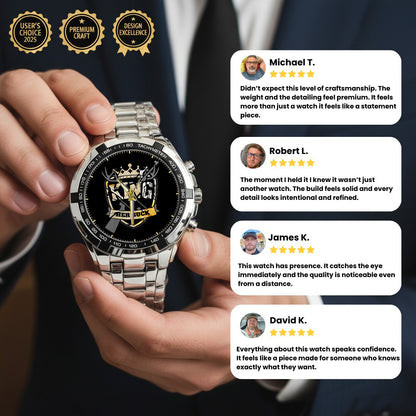 King & Queen Couple Watch Set – “Her Buck & His Doe” Matching Crown Watches – Romantic Gift for Couples