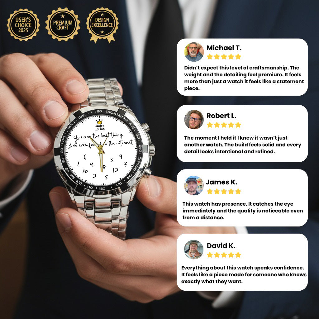Custom Message Watch for Him – Unique Gift for Boyfriend, Husband, Anniversary & Valentine’s Day