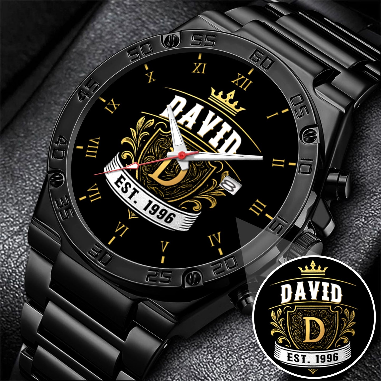 Personalized Name EST Watch for Him Dad Boyfriend