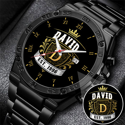 Personalized Name EST Watch for Him Dad Boyfriend