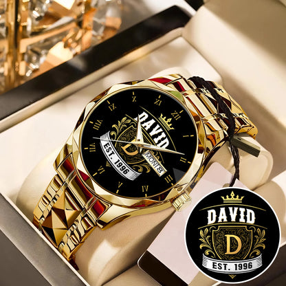 Personalized Name EST Watch for Him Dad Boyfriend