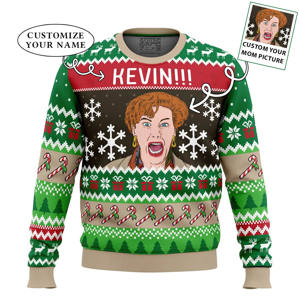 Funny Kevin Home Alone Movie Personalized Name Ugly Christmas Sweater