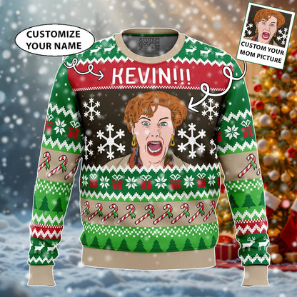 Funny Kevin Home Alone Movie Personalized Name Ugly Christmas Sweater