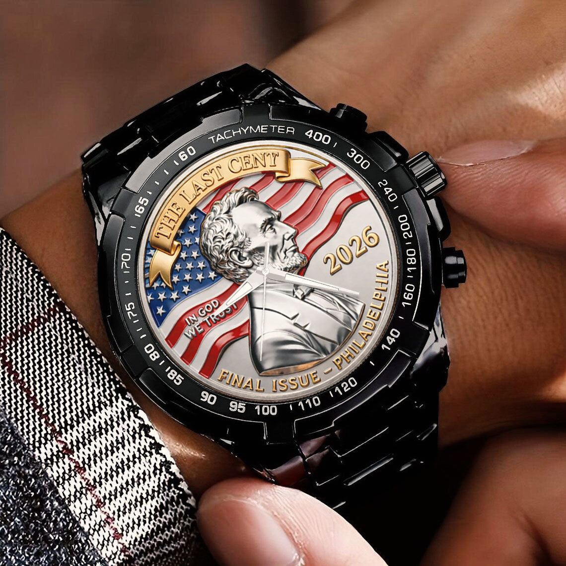 Abraham Lincoln Coin In God We Trust Custom Watch