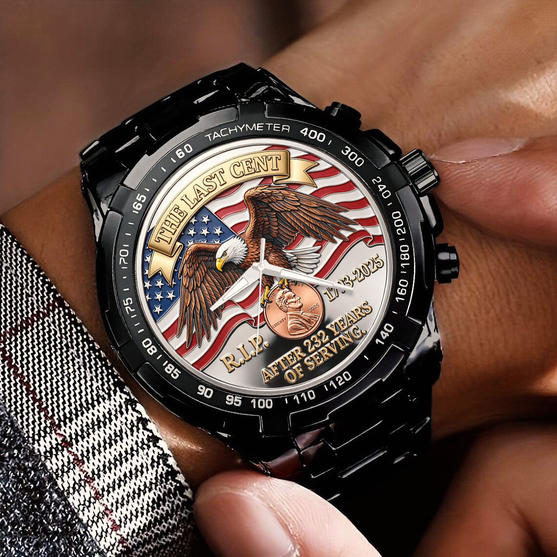 The Last Cent America Eagle Flag Lincoln Custom Watch