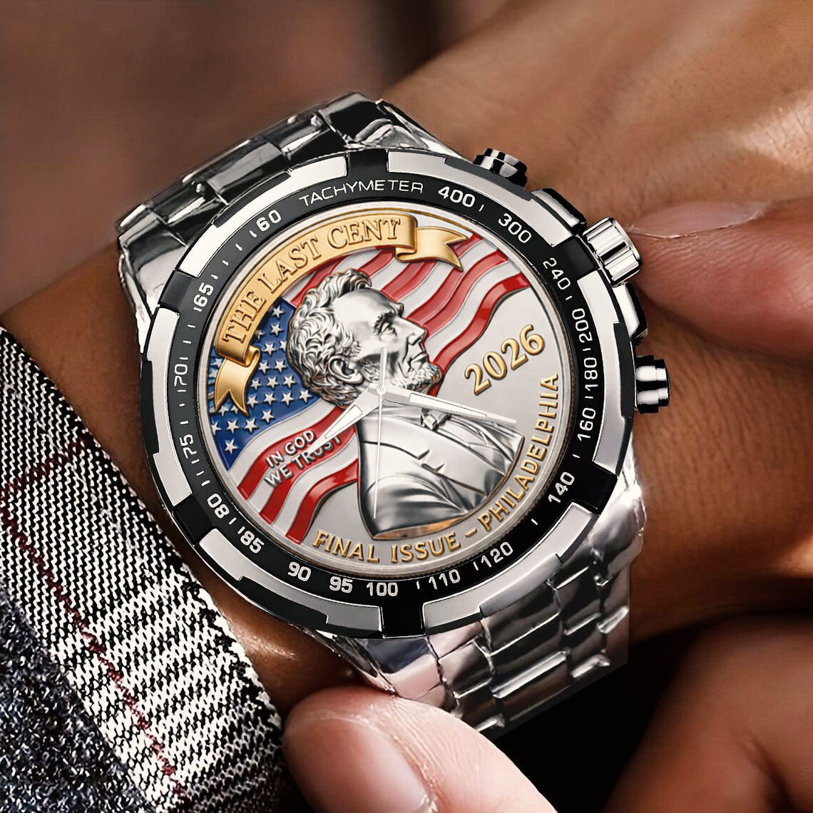 Abraham Lincoln Coin In God We Trust Custom Watch