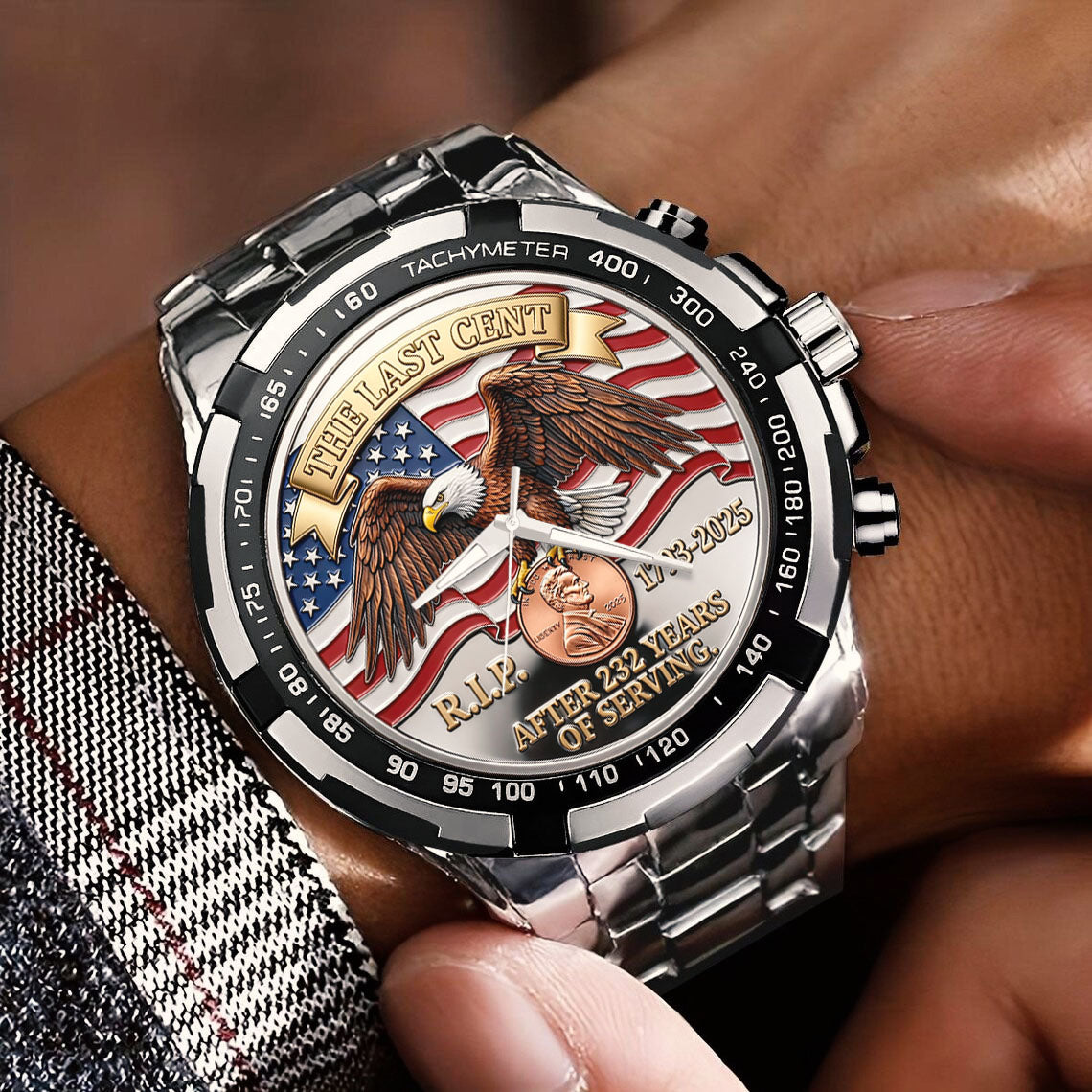 The Last Cent America Eagle Flag Lincoln Custom Watch