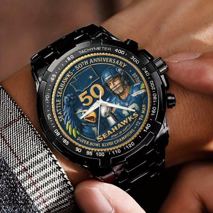 Seattle Seahawks 50th Anniversary Stainless Steel Watch