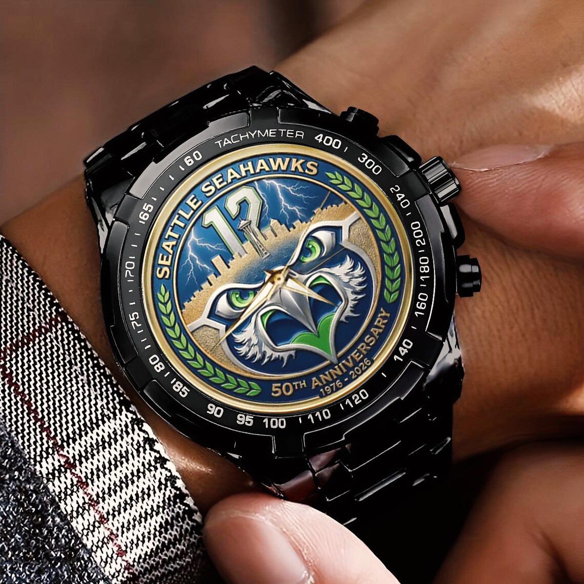 Seattle Seahawks 50th Anniversary Stainless Steel Watch