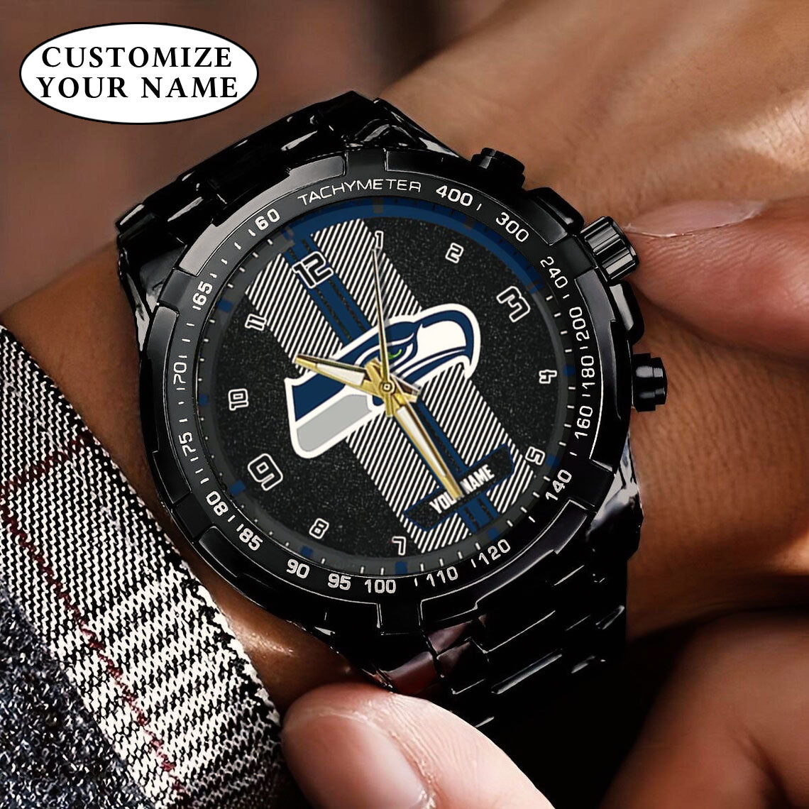 Personalized Seattle Seahawks Stainless Steel Watch