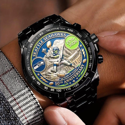 Seattle Seahawks 50th Anniversary Stainless Steel Watch