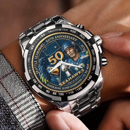 Seattle Seahawks 50th Anniversary Stainless Steel Watch