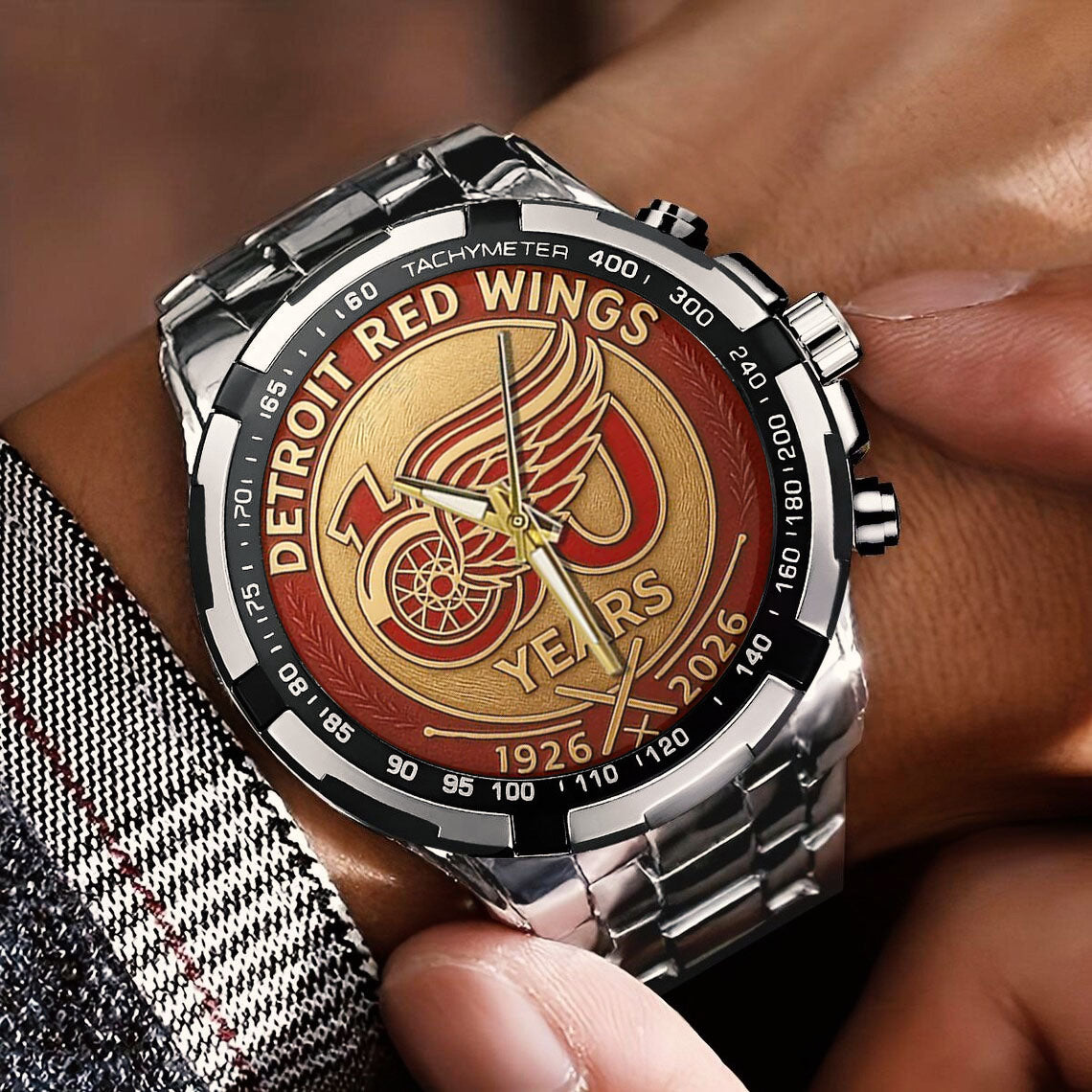 Detroit Red Wings 100th Anniversary 2026 Stainless Steel Watch