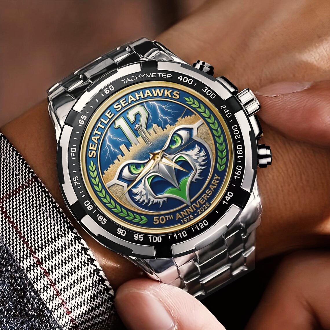 Seattle Seahawks 50th Anniversary Stainless Steel Watch