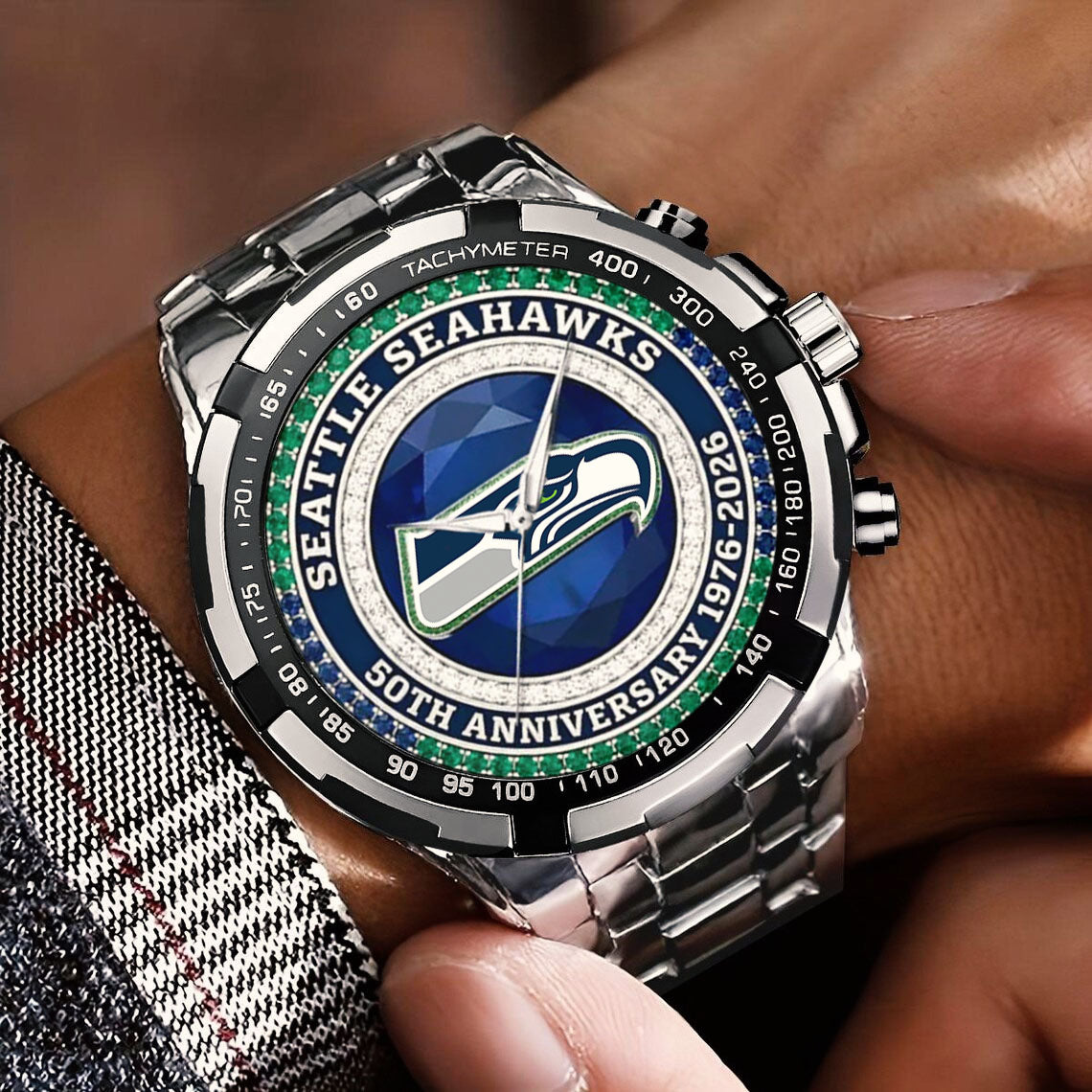 Seattle Seahawks 50th Anniversary Stainless Steel Watch