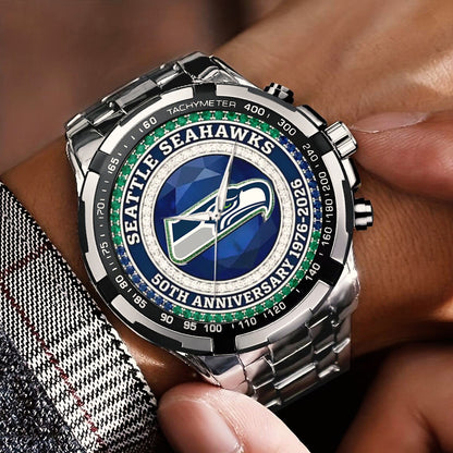 Seattle Seahawks 50th Anniversary Stainless Steel Watch