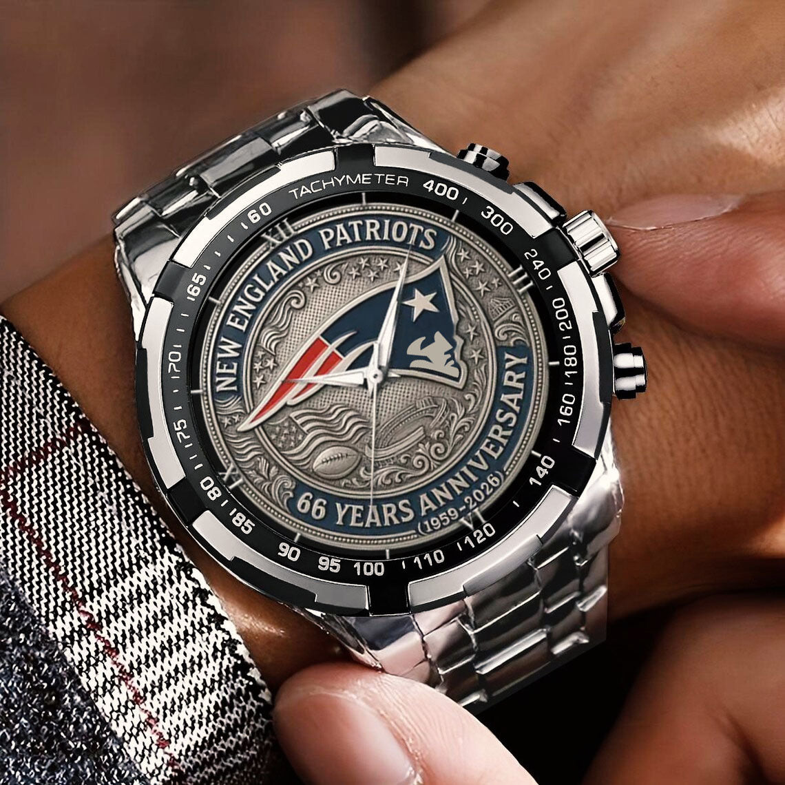 New England Patriots 65th Anniversary Stainless Steel Watch