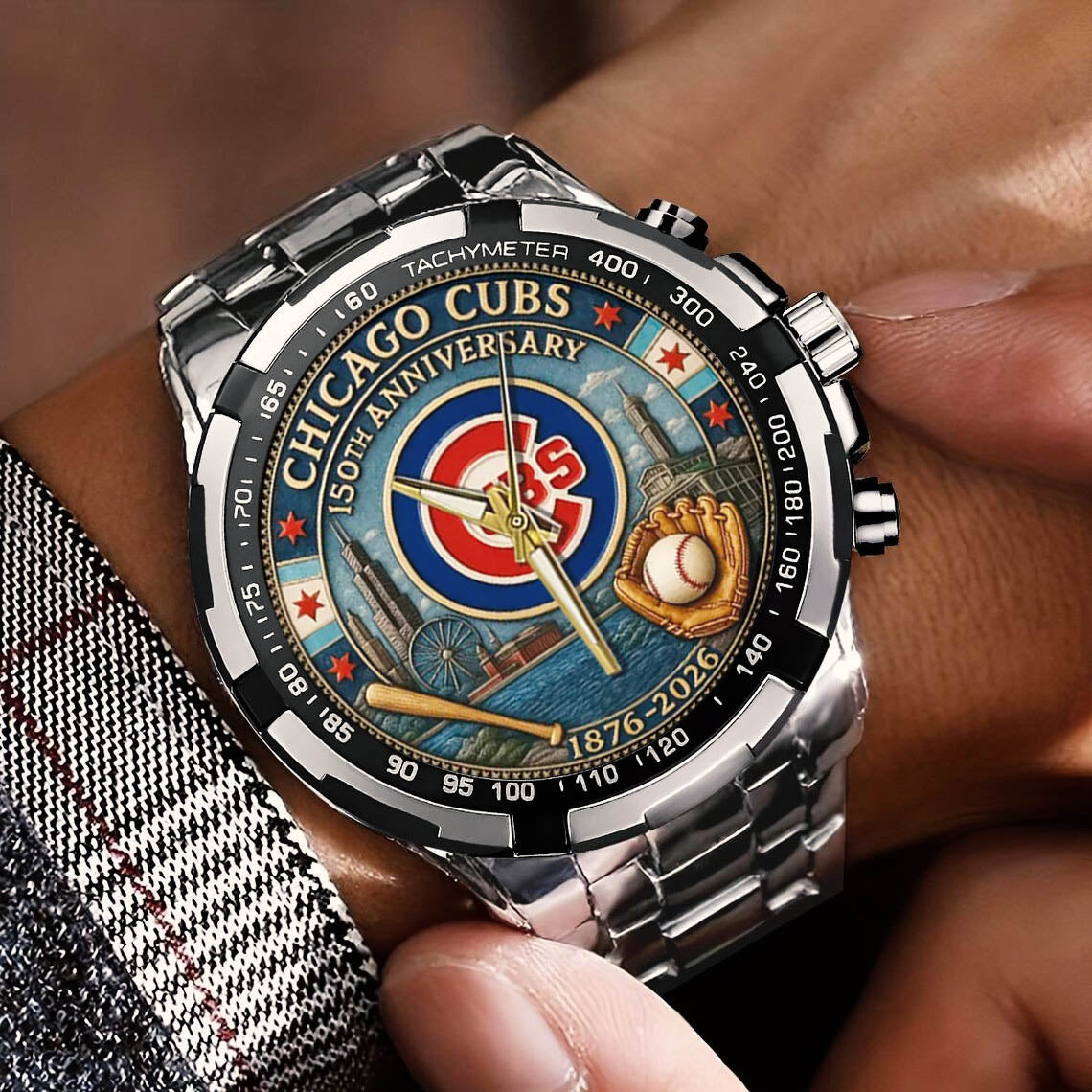 Chicago Cubs 150th Anniversary Stainless Steel Watch
