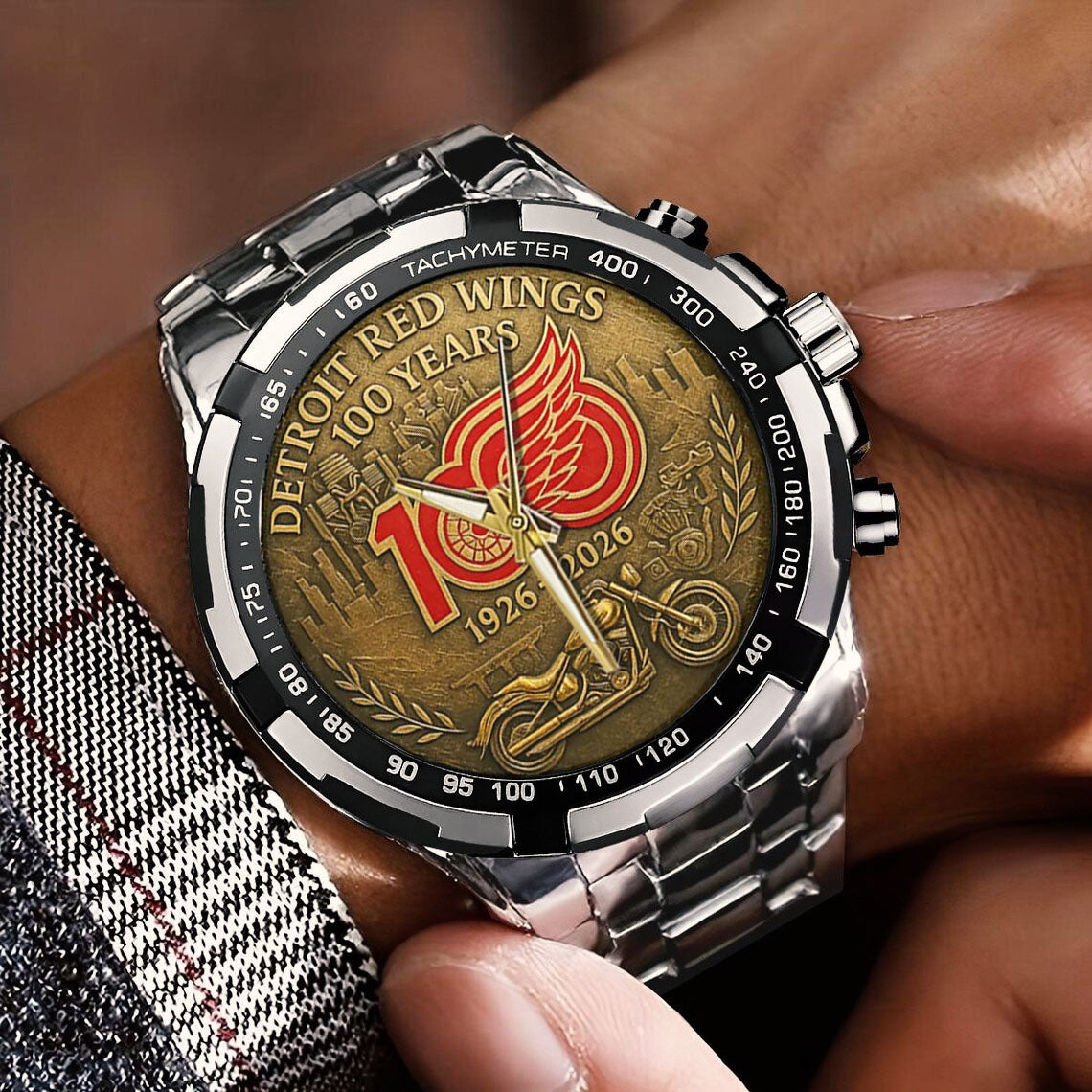 Detroit Red Wings 100th Anniversary 2026 Stainless Steel Watch