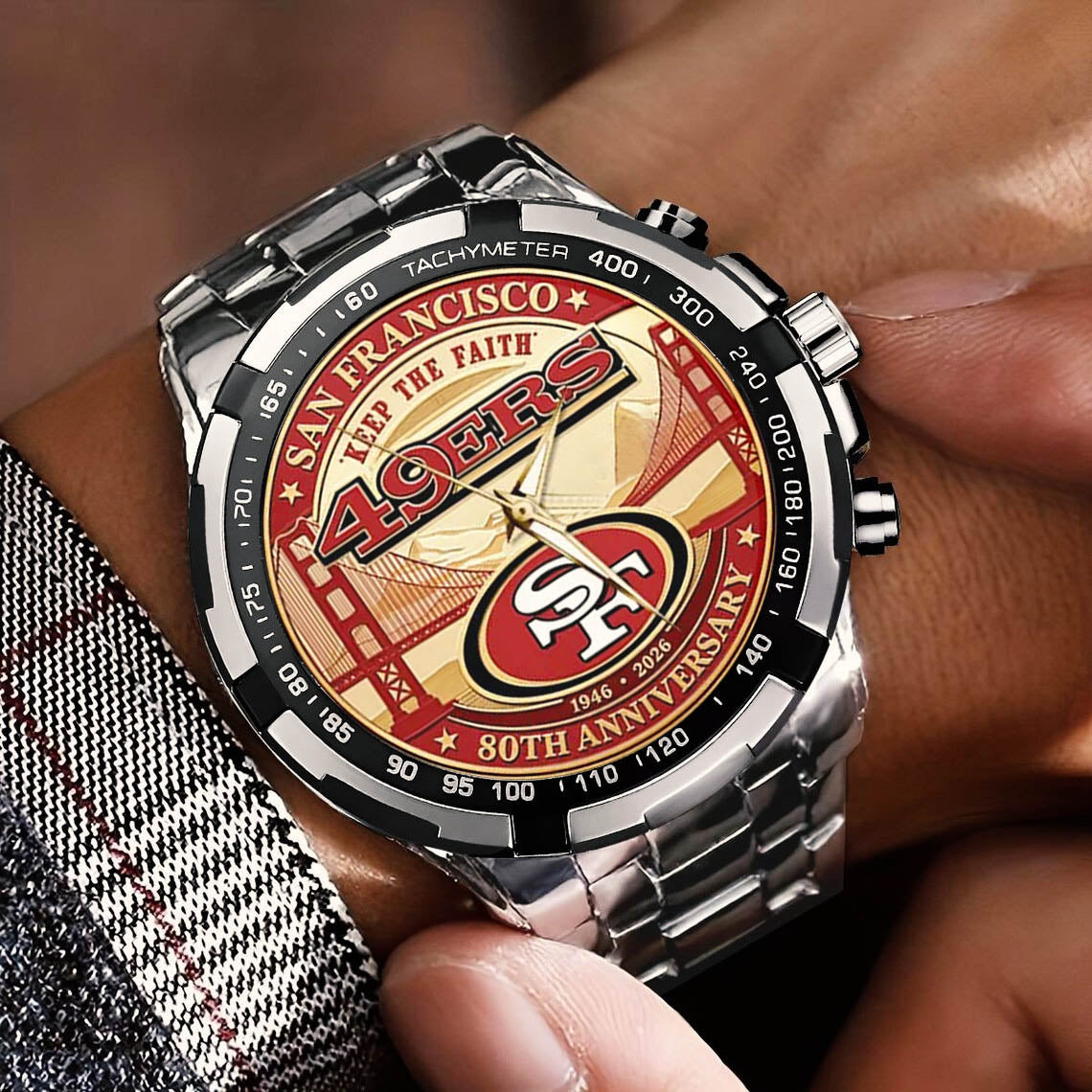 San Francisco 49ers 80th Anniversary Stainless Steel Watch