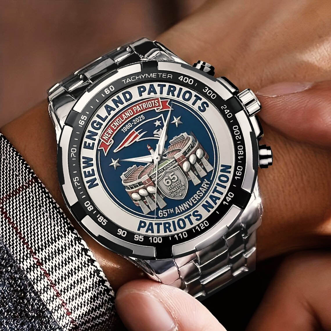 New England Patriots 65th Anniversary Stainless Steel Watch