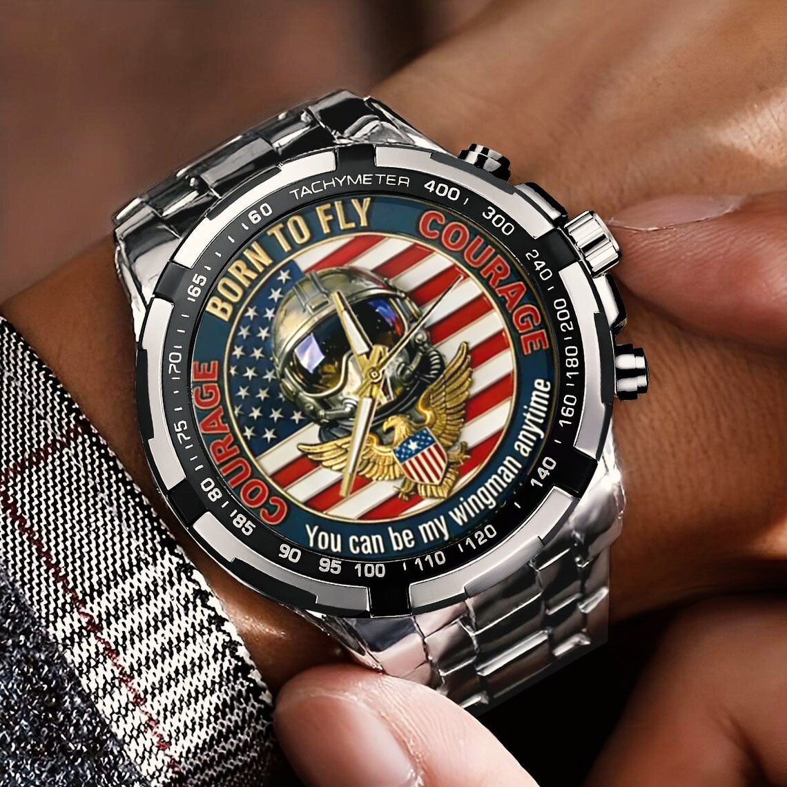Top Gun Born To Fly Stainless Steel Watch