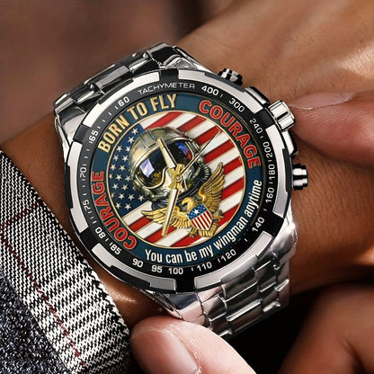 Top Gun Born To Fly Stainless Steel Watch