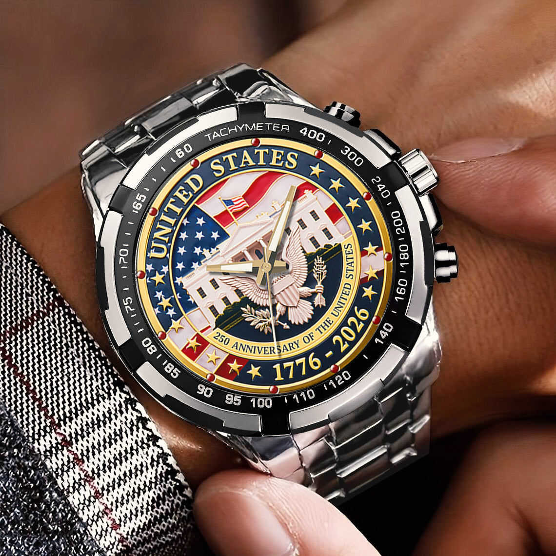 US 250 Years Of Freedom Stainless Steel Watch