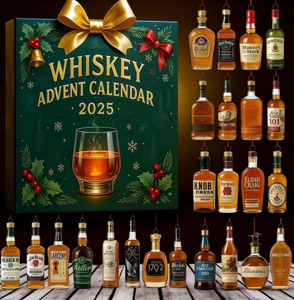 Whiskey Advent Calendar Blind Box 2025: 24 Liquor Acrylic Whiskey Bottle Christmas Tree Ornaments
