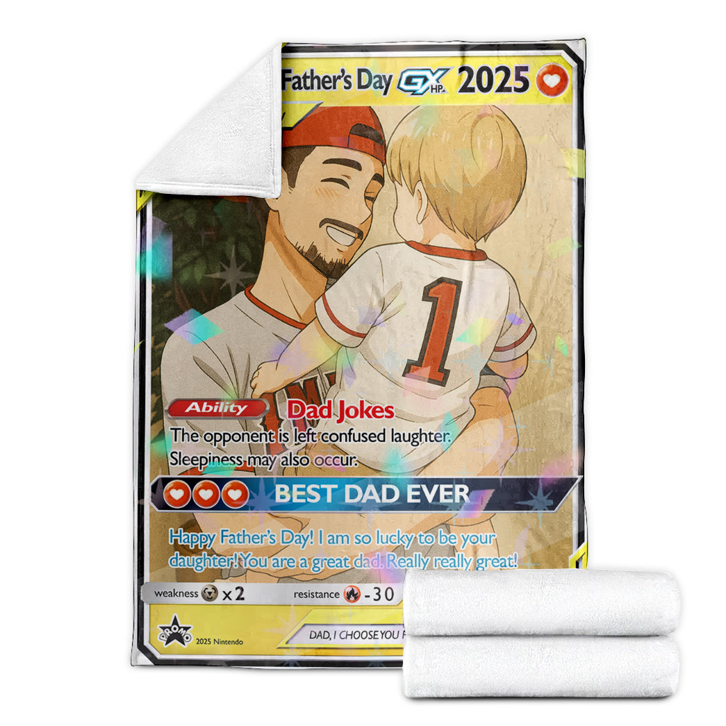 Personalized PKM Photo Art Best Dad Ever Blanket - Father's Day Edition