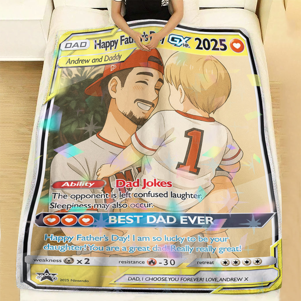 Personalized PKM Photo Art Best Dad Ever Blanket - Father's Day Edition