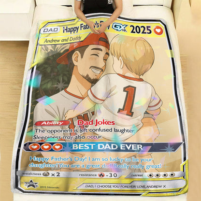 Personalized PKM Photo Art Best Dad Ever Blanket - Father's Day Edition