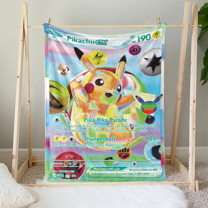 PKM Pikachu EX 30th Anniversary Custom Fleece Blanket