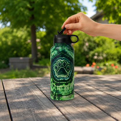 Tie-Dye Pet Paw Print Insulated Water Bottle