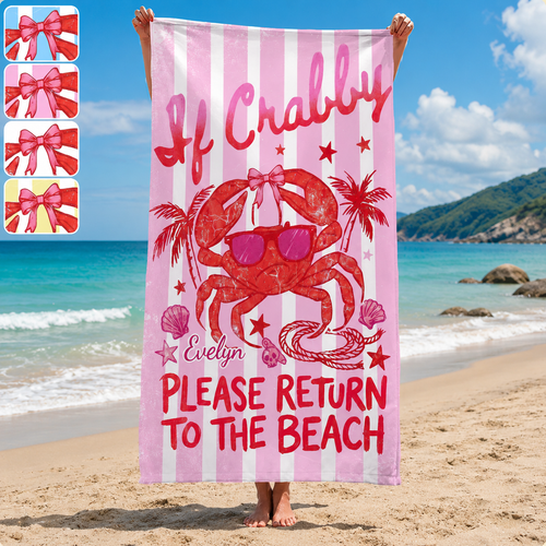 Personalized Microfiber Beach Towel Custome Name Grab Design Gift