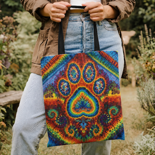 Paw Print Colorful Cat Paw Tote Bag