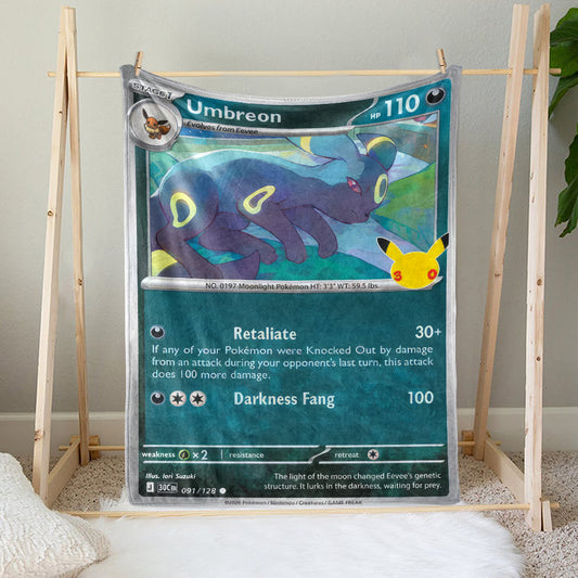 PKM Umbreon Card Custom Fleece Printed Blanket