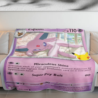 Espeon PKM Custom Fleece Blanket – Personalized Gift for Kids & Fans