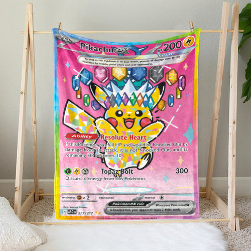 PKM Pikachu EX Card Custom Fleece Blanket